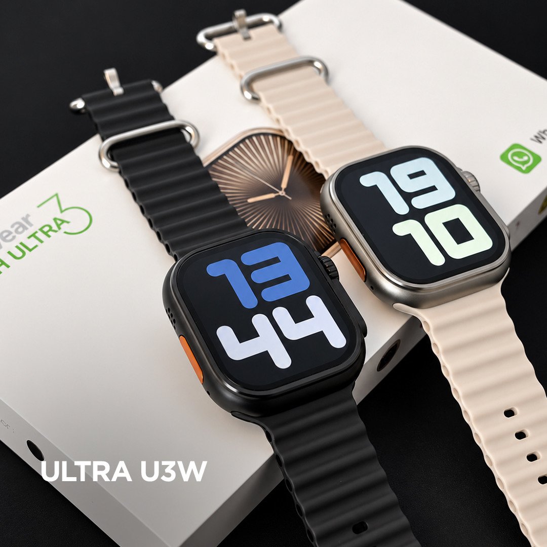 Smartwatch Ultra U3W nas cores preto e prata